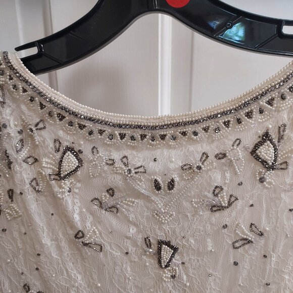 ALICE+OLIVIA CREAM WHITE PEARL BRIDAL WEDDING BEADED GOWN DRESS - Picture 5 of 12